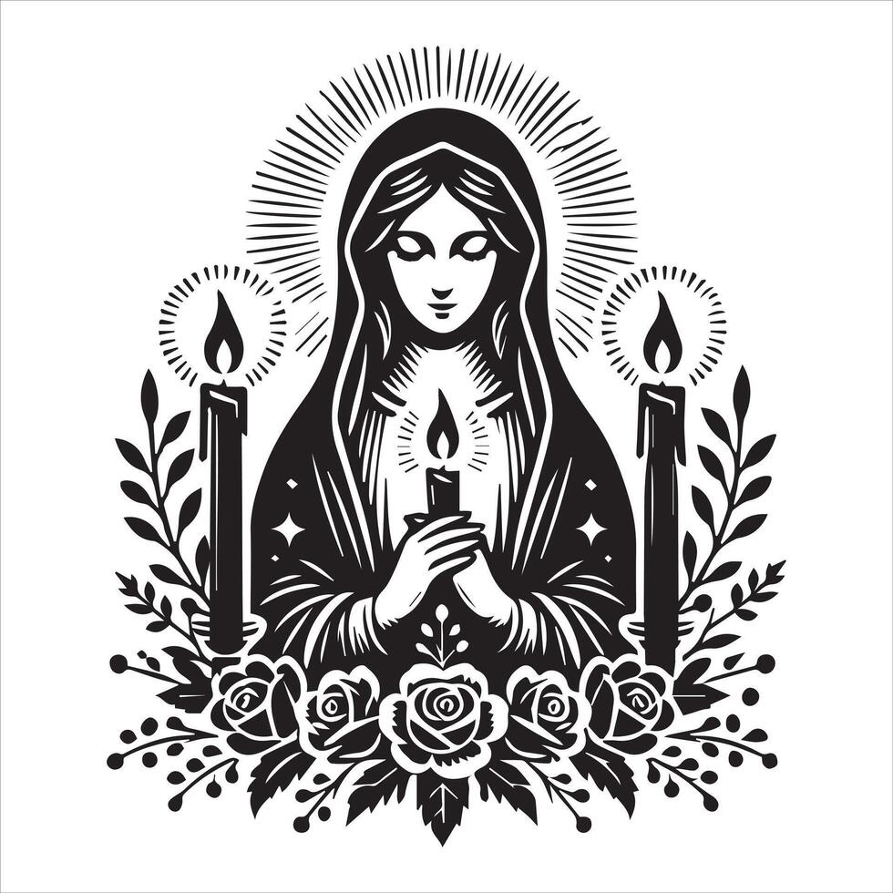 Devoted Virgin Mary Maternal Love Design vector