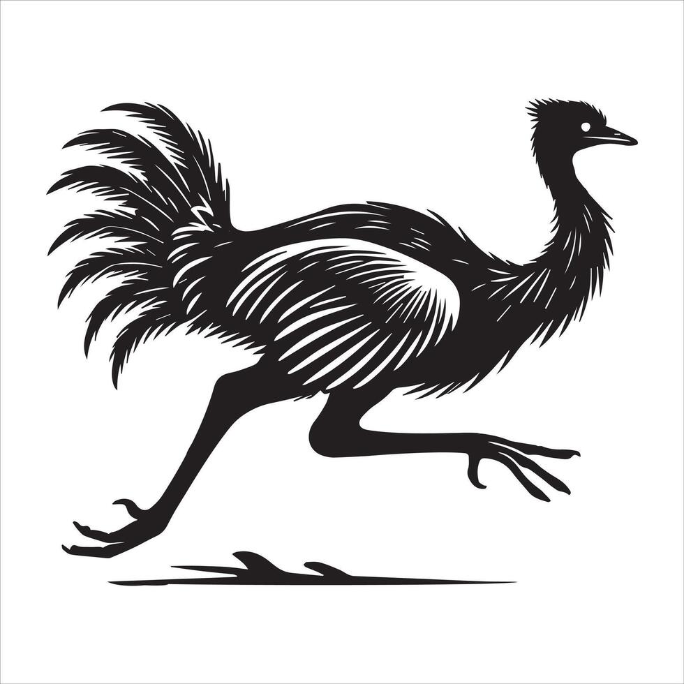 Black and White Illustration of a Greater Rhea vector