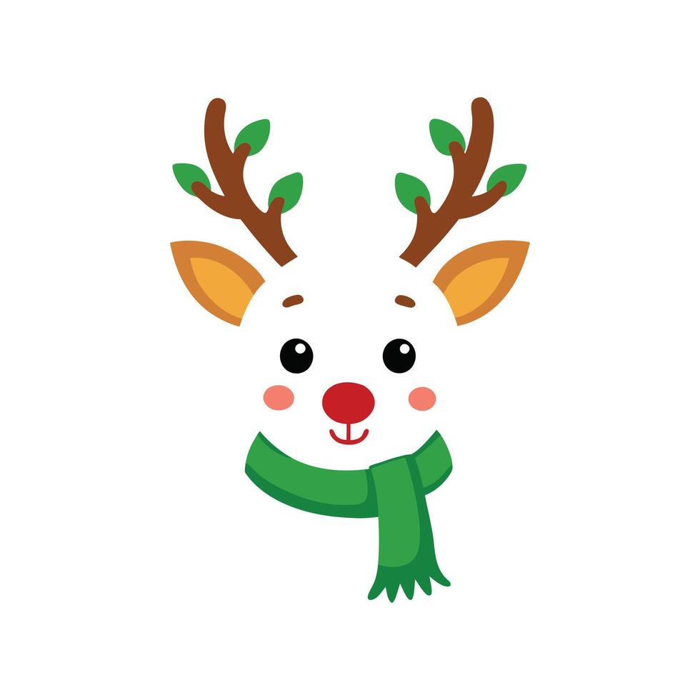 Festive Christmas Reindeer Face Holiday Illustration Design vector