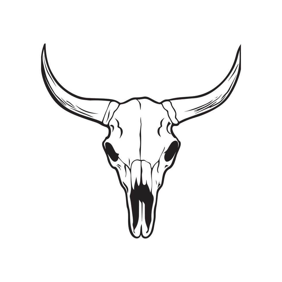 Longhorn Cow Skull Illustration in Minimalist Style vector