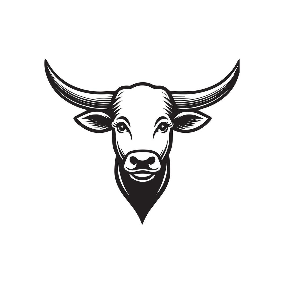 Classic Texas Longhorn Head Illustration vector