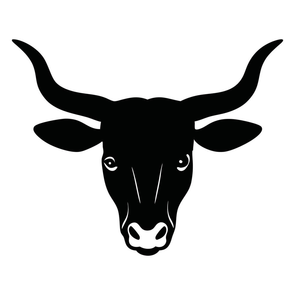 Artistic Longhorn Cow Head Illustration vector