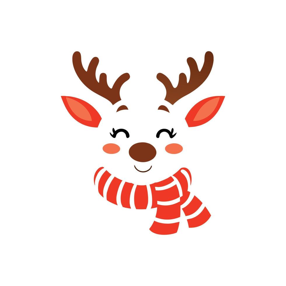 Festive and Fun Reindeer Face Illustration Design for Christmas vector