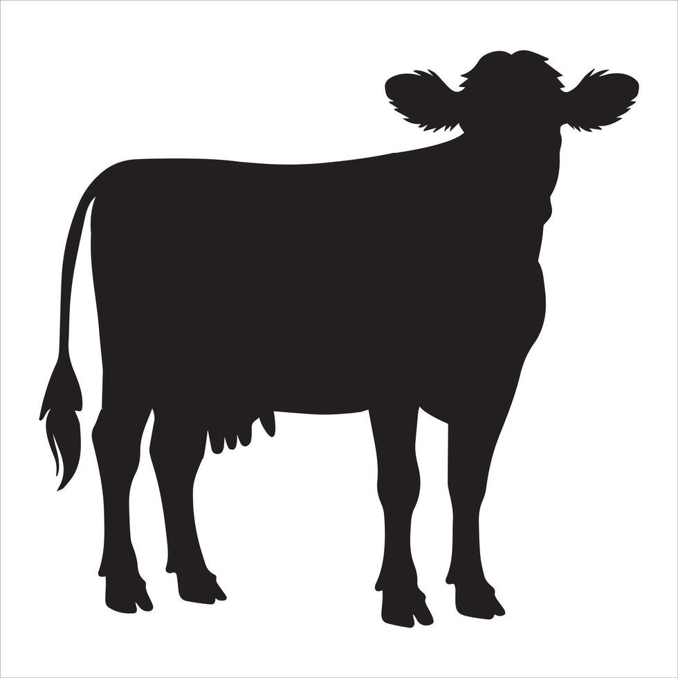 Young Cow Silhouette - Playful Farm Animal Design vector