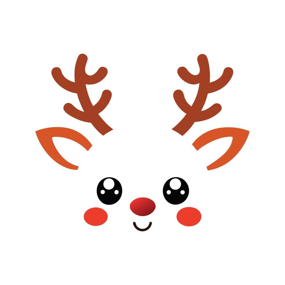 Sweet and Joyful Christmas Reindeer Face Illustration vector