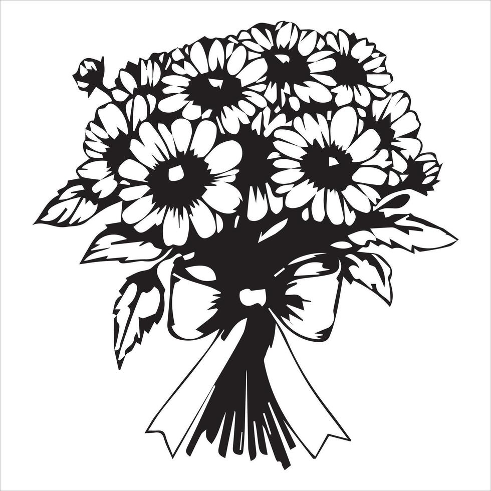 Charming Daisy Bouquet with Ribbon Illustration vector