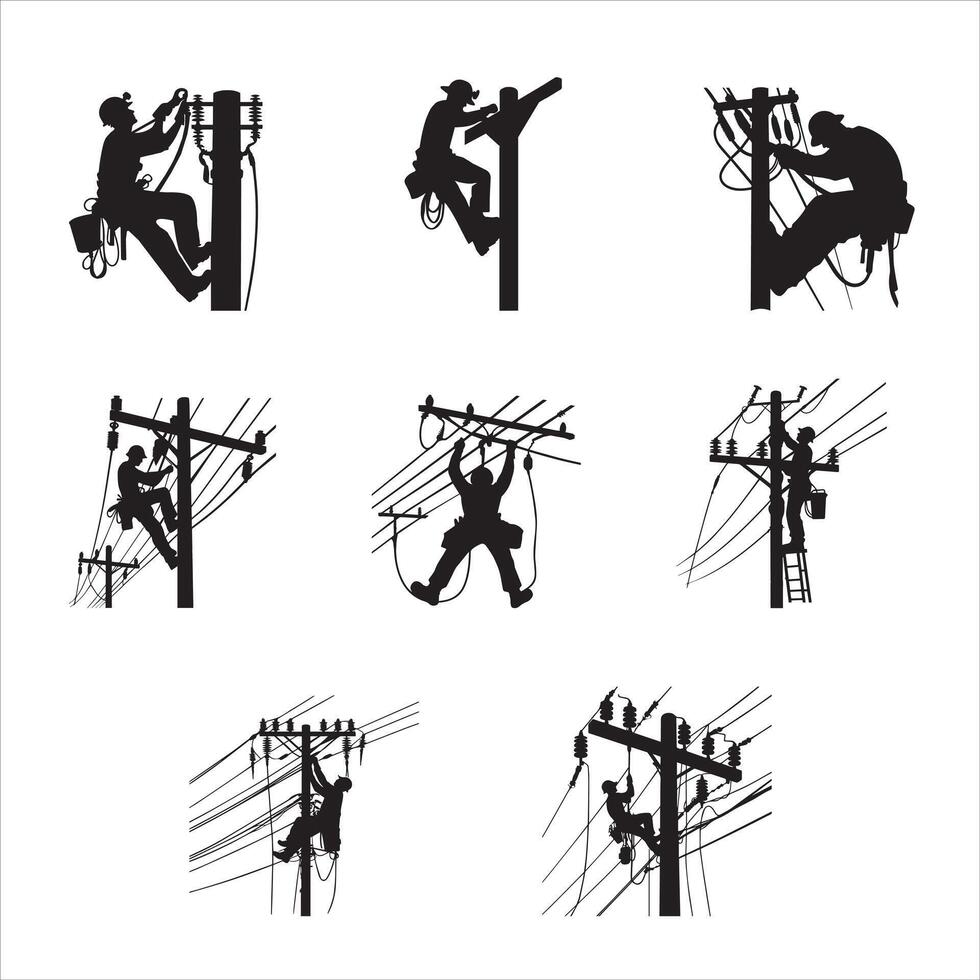 Lineman Pole Work SVG Collection for Unique Designs vector