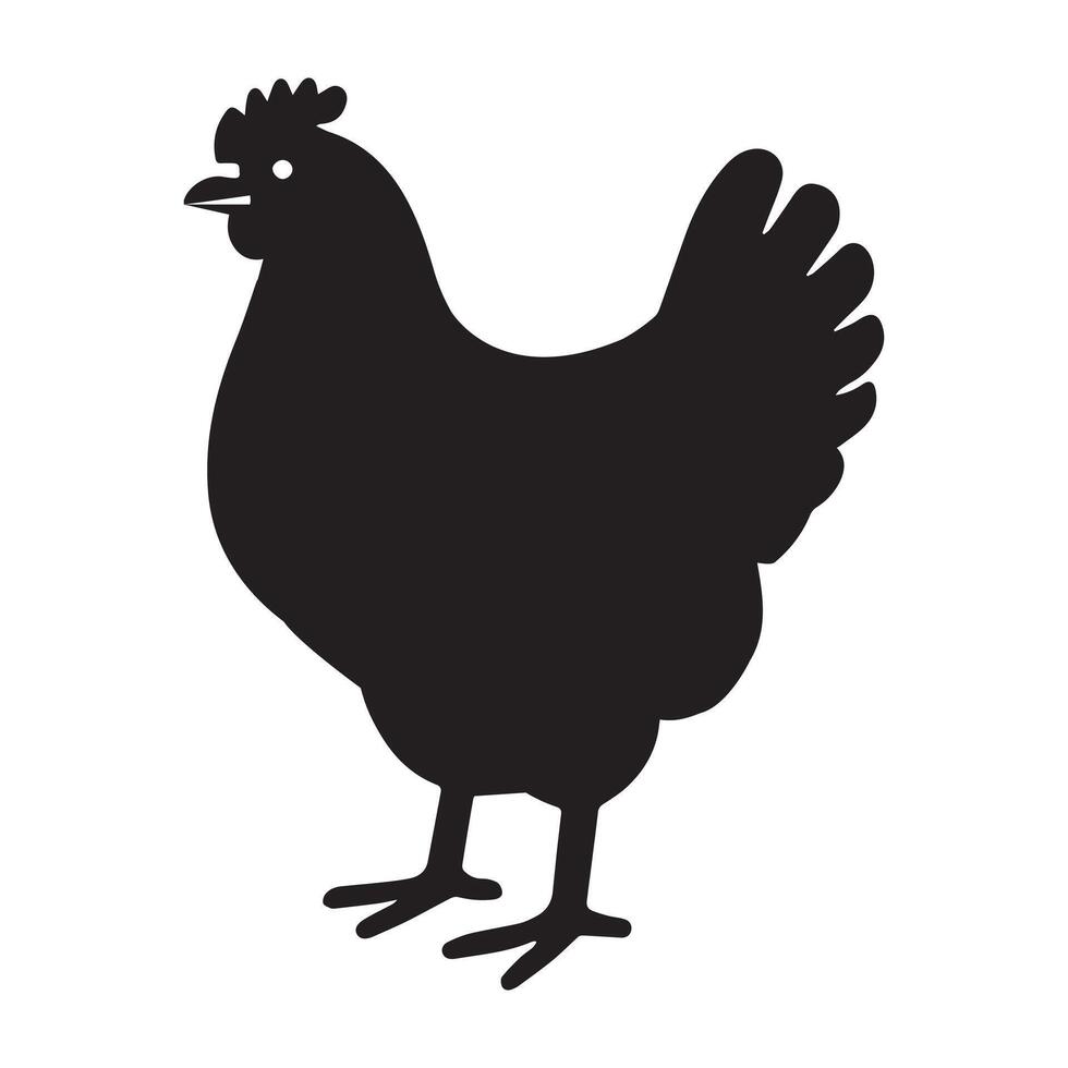 Standing Hen Silhouette - Simple and Charming Chicken Design vector