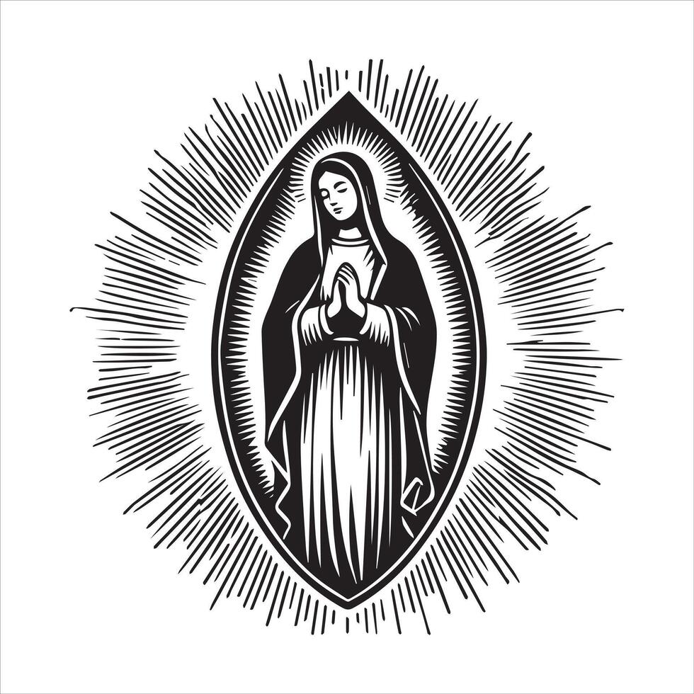 Virgin Mary with Jesus Radiating Serenity vector