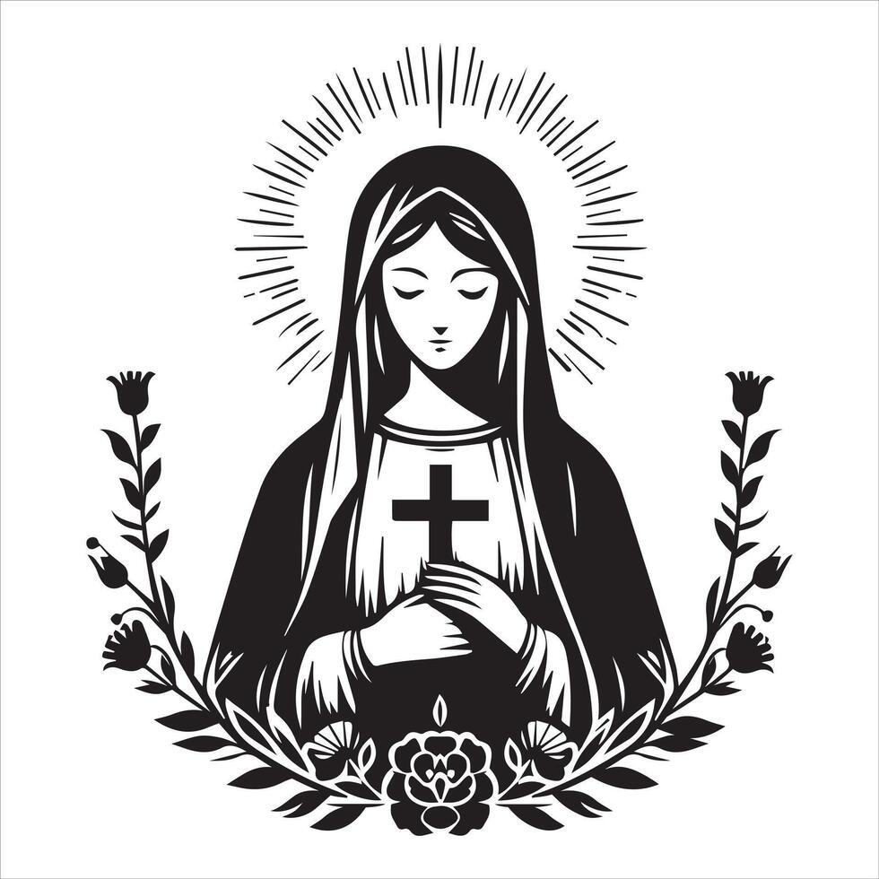Virgin Mary and Infant Jesus Beautiful Design vector
