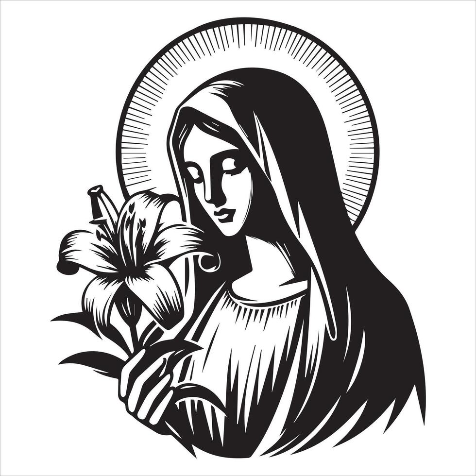 Virgin Mary Holy Maternal Presence Design vector