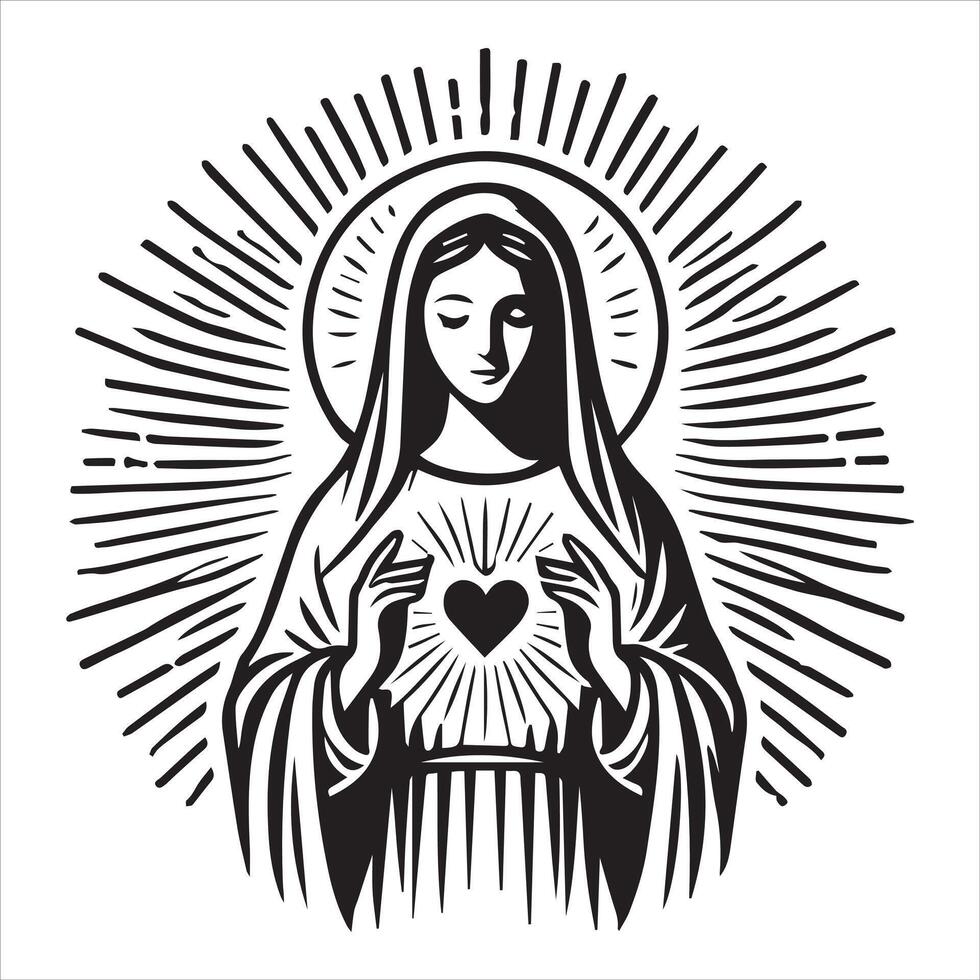Virgin Mary and Jesus Ethereal Divine Design vector