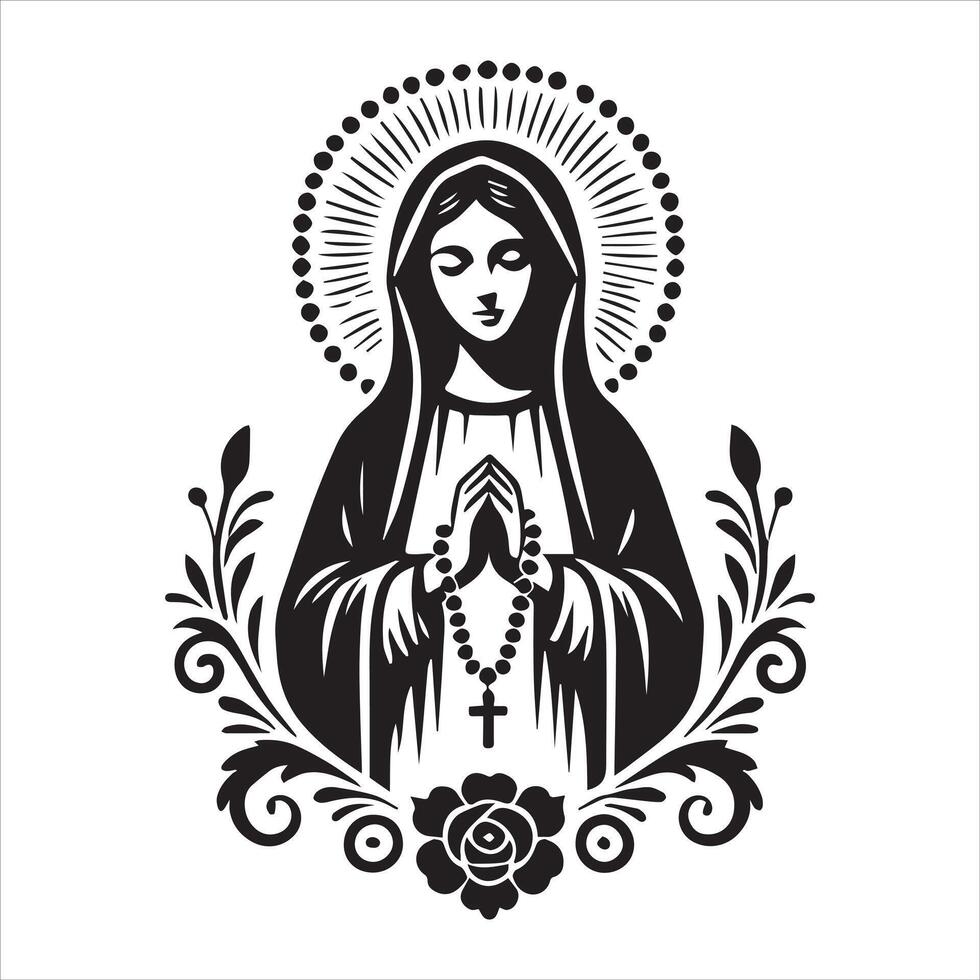 Holy Virgin Mary with Radiant Halo Design vector