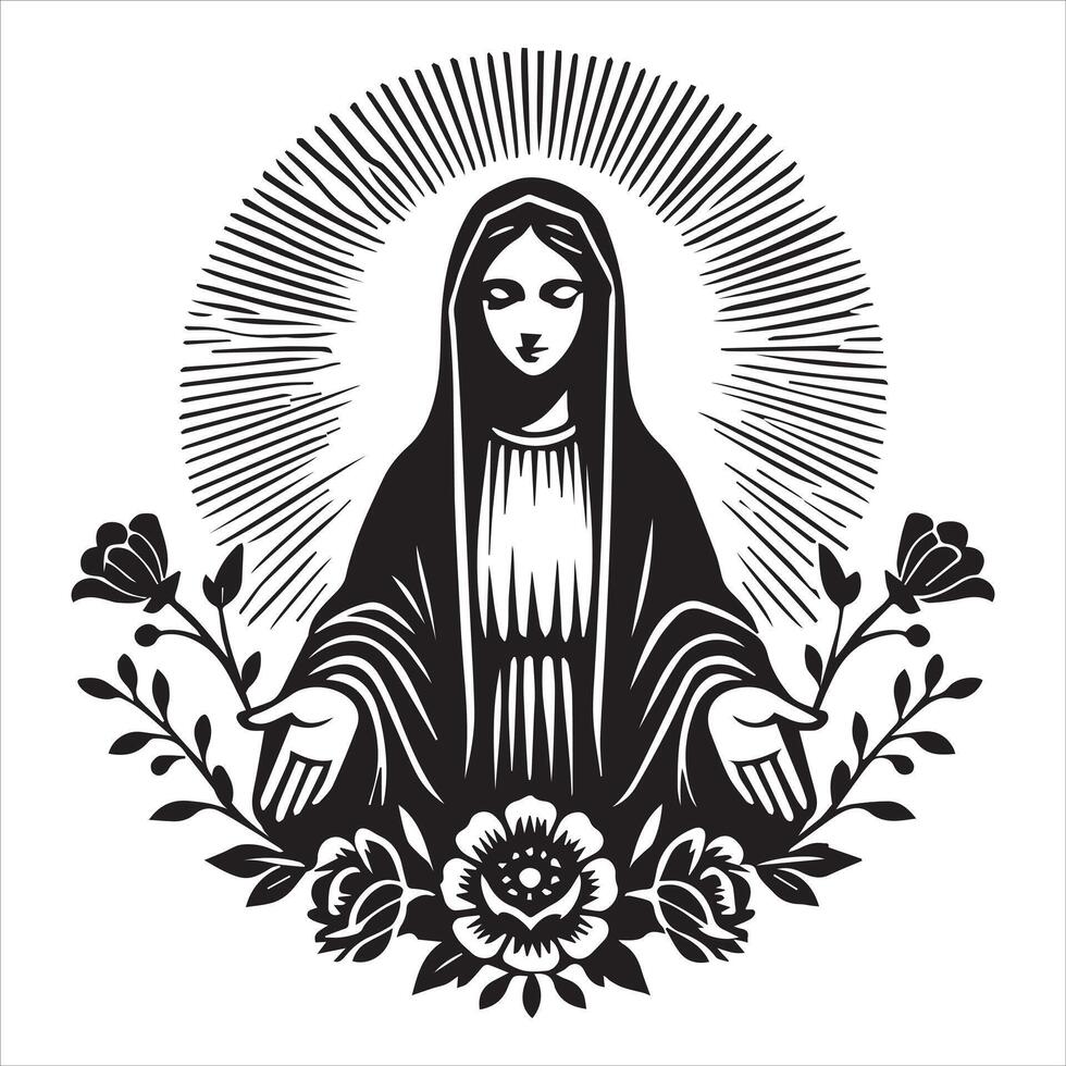 Virgin Mary and Infant Jesus Holy Image vector