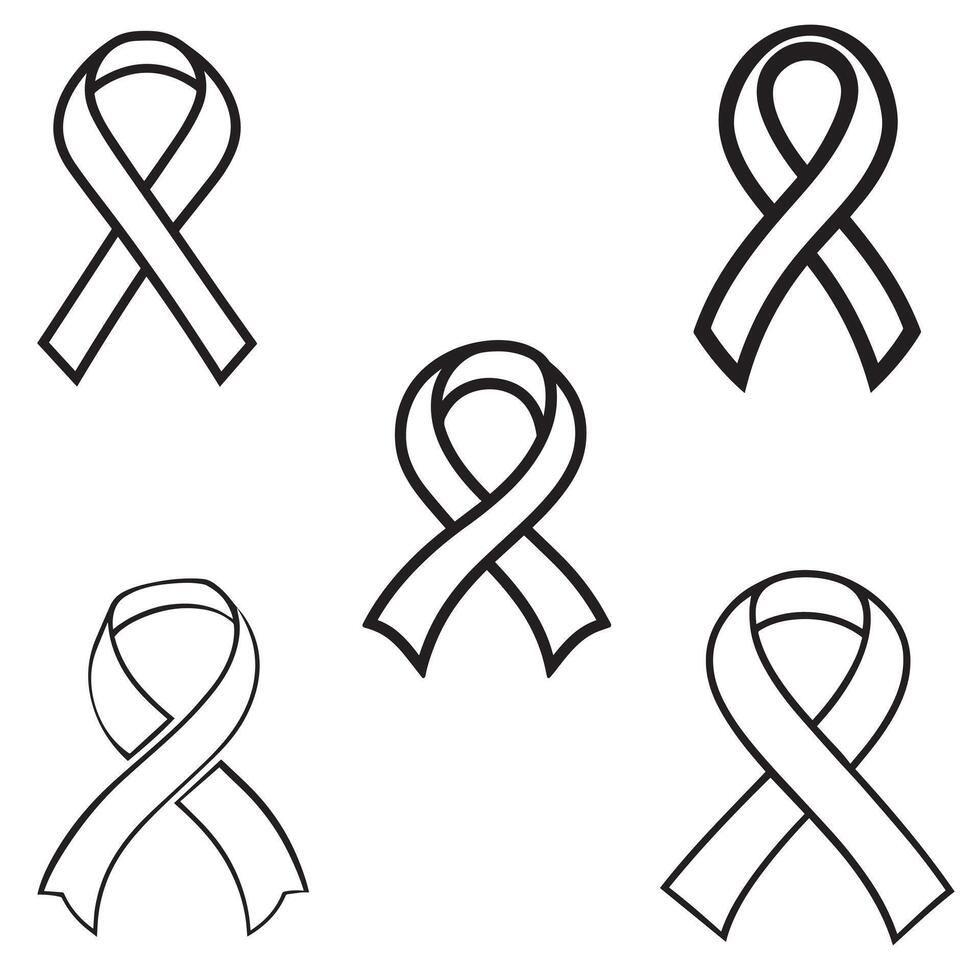 Outline Awareness Ribbon Design Bundle vector