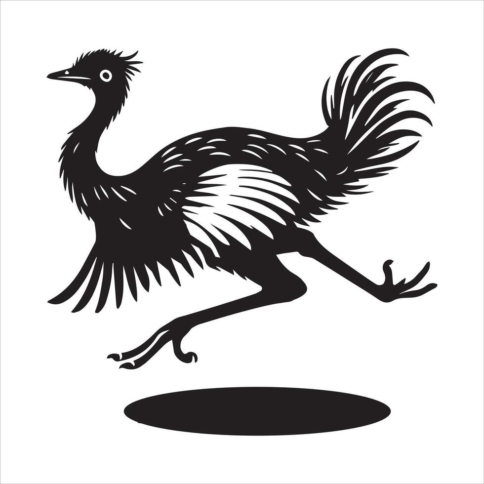 Detailed Greater Rhea Bird Illustration on White Background vector