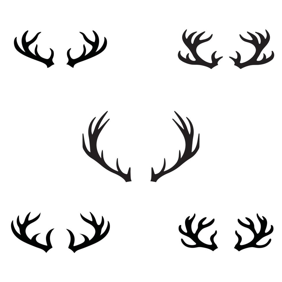 Graceful Deer Antlers Silhouette Illustration Bundle vector