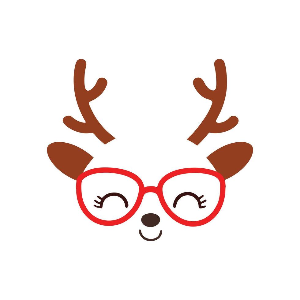 Festive Christmas Reindeer Face Art Illustration vector