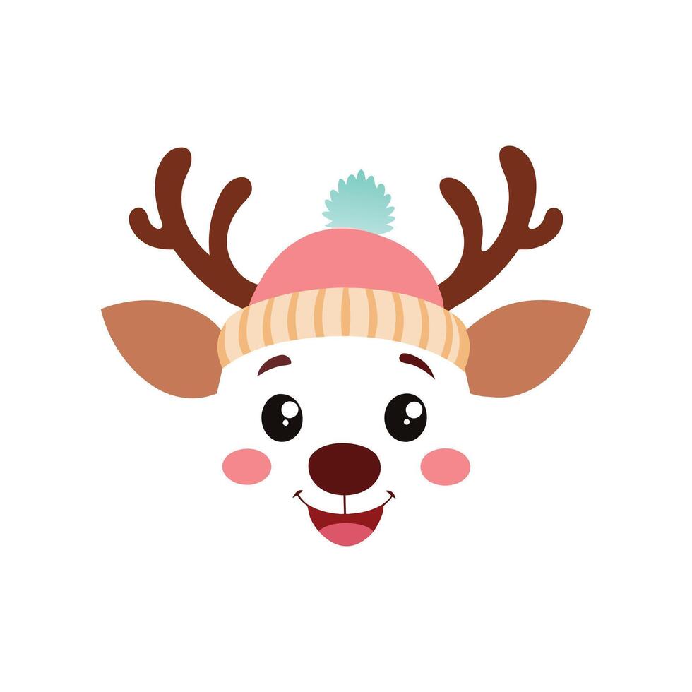 Christmas Reindeer Face Illustration with a Festive Look vector