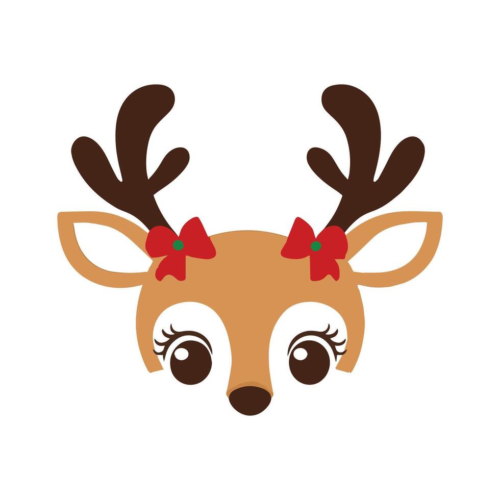 Sweet Christmas Reindeer Face Illustration for Holiday Joy vector