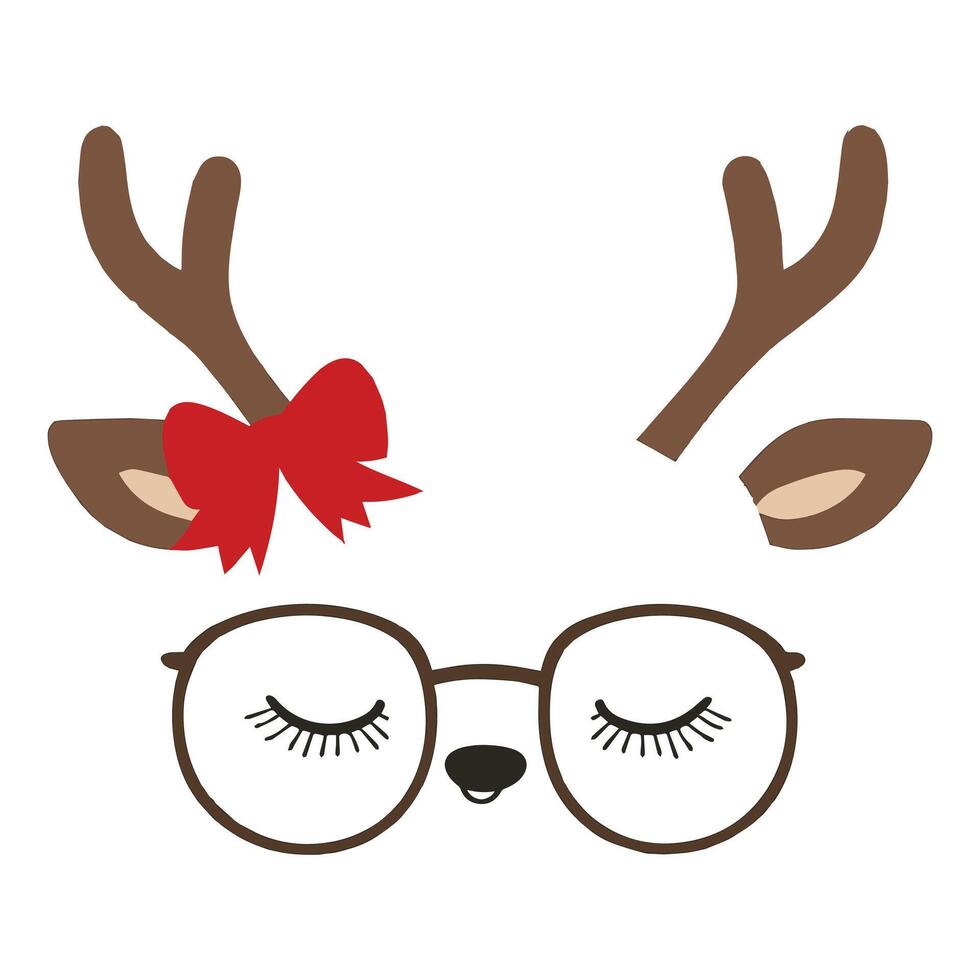Whimsical Christmas Reindeer Face Illustration Design vector