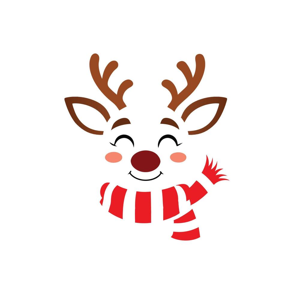 Christmas Reindeer Face Illustration Perfect for Holiday Crafts vector
