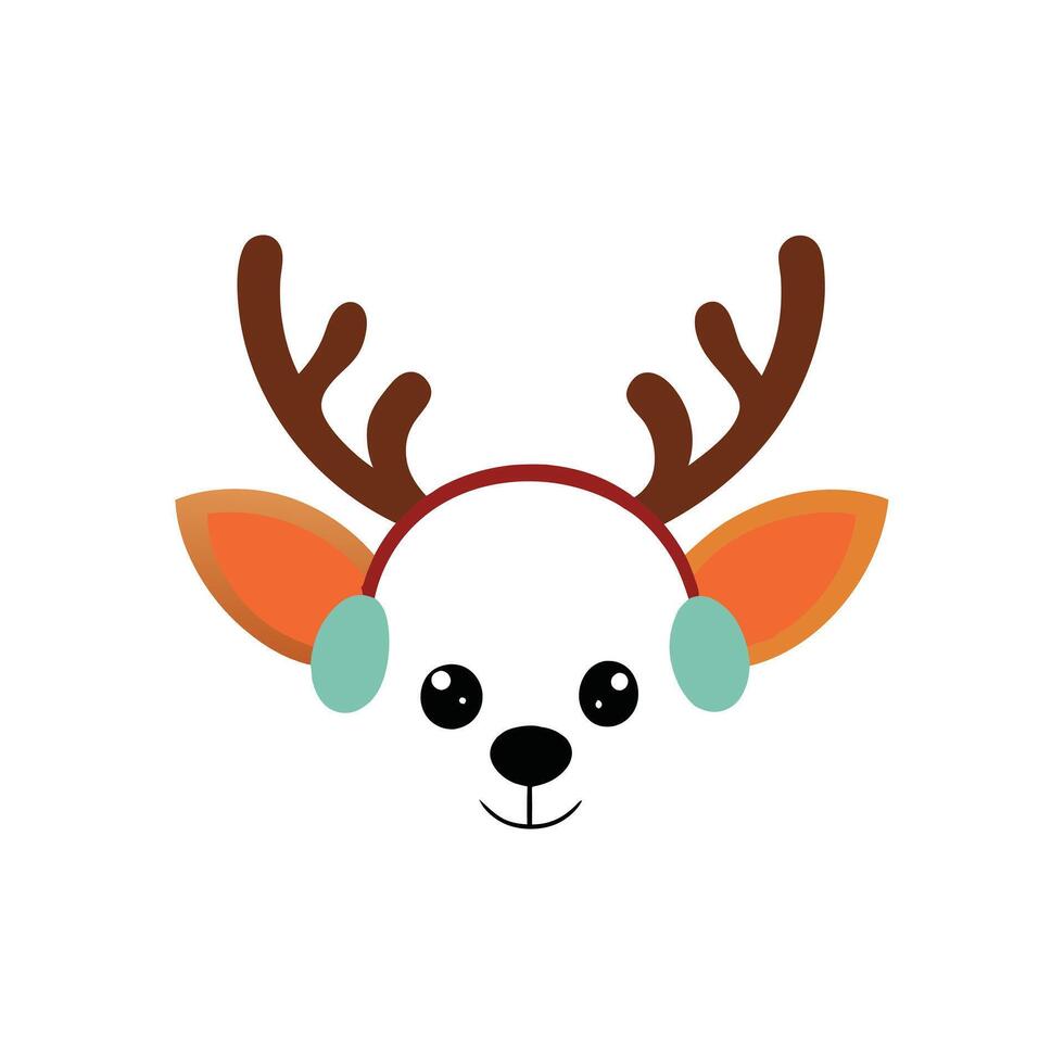 Adorable Reindeer Face for Christmas Illustration Design vector