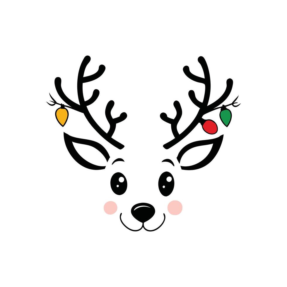 Christmas Reindeer Face Artwork Design for Holiday Project vector