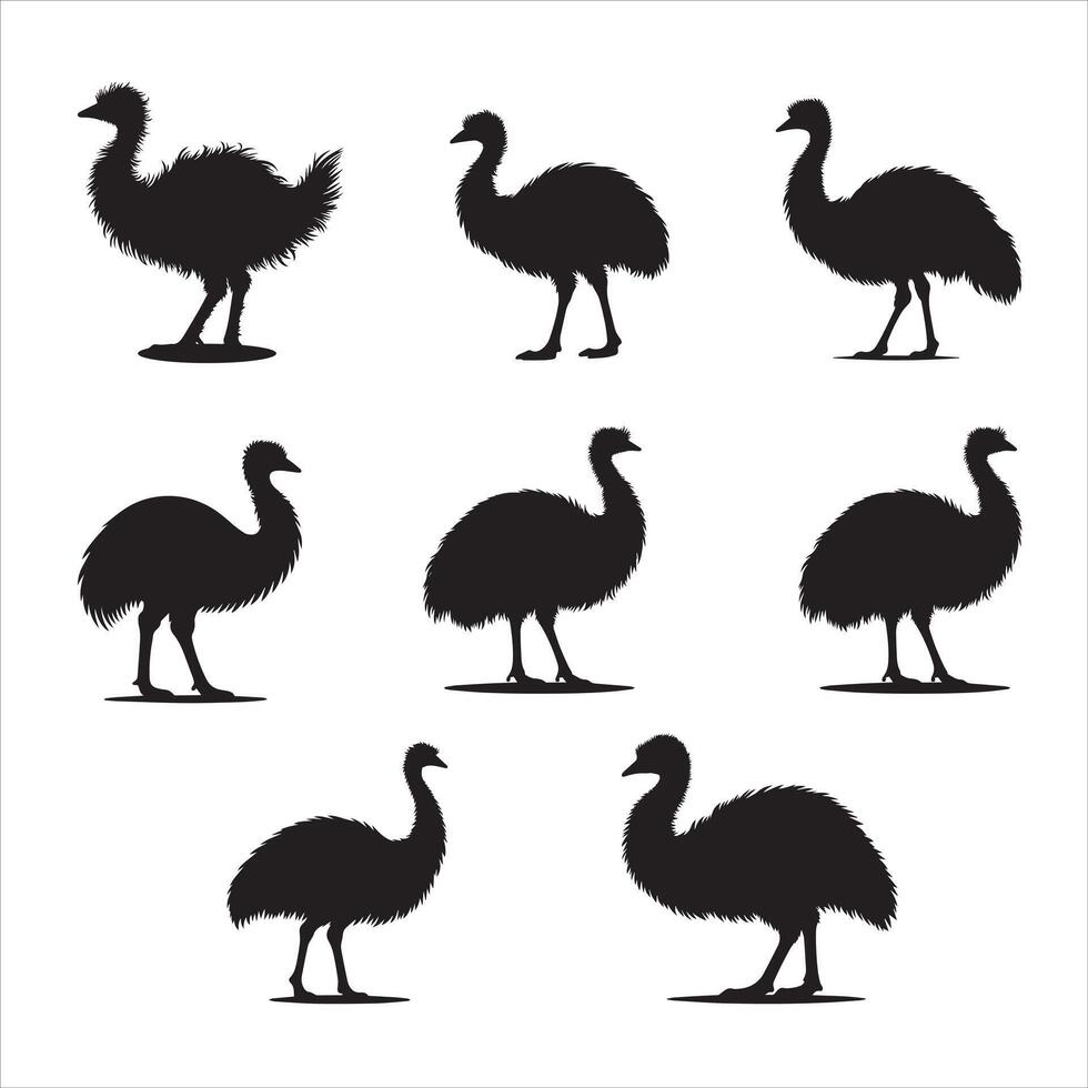 Simple Emu Silhouette Illustration for Graphic Design bundle vector