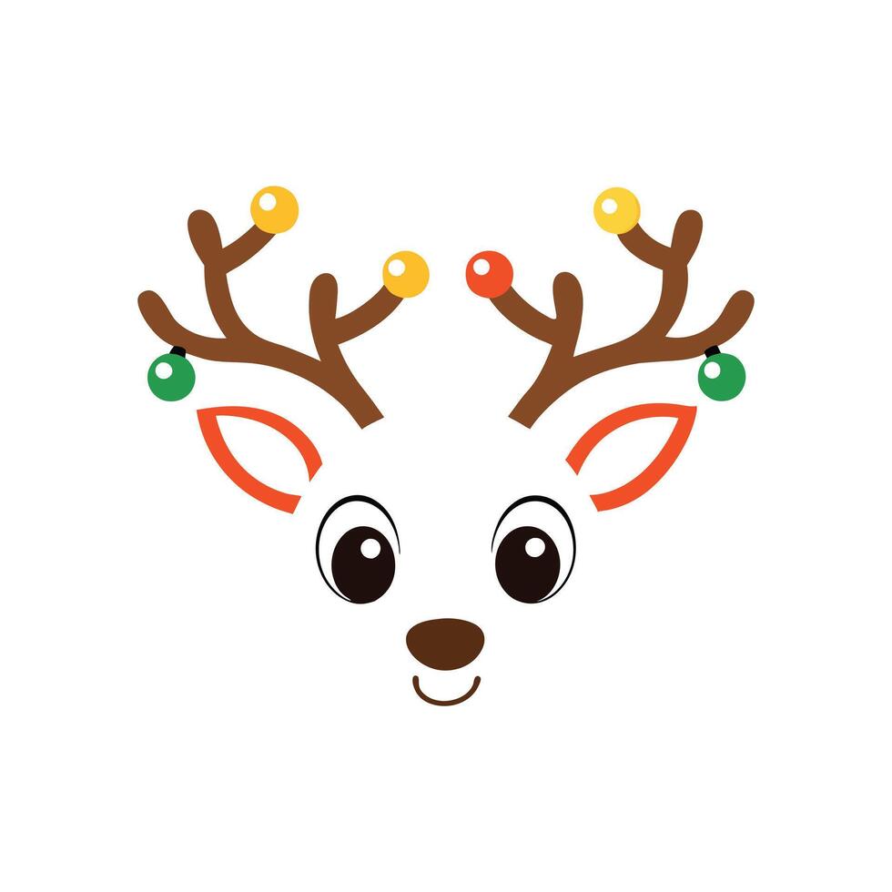 Fun Christmas Reindeer Face Illustration for Craft Projects vector