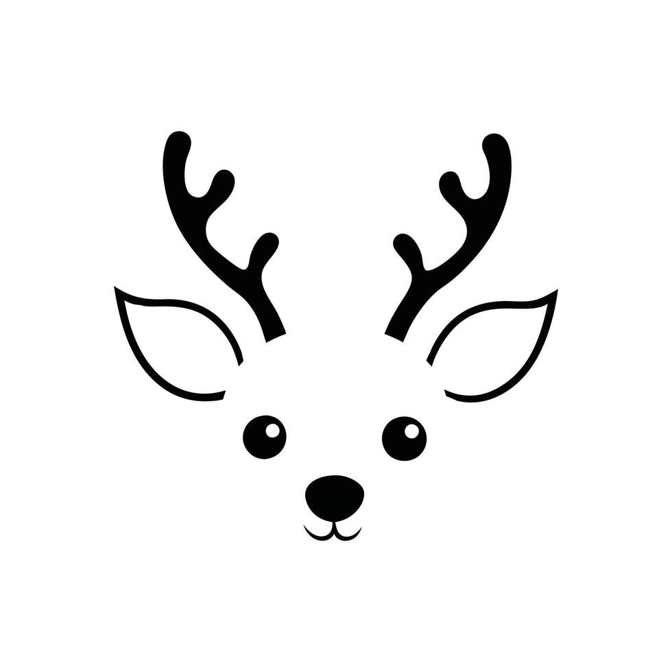 Minimalist Christmas Reindeer Face Illustration Design vector