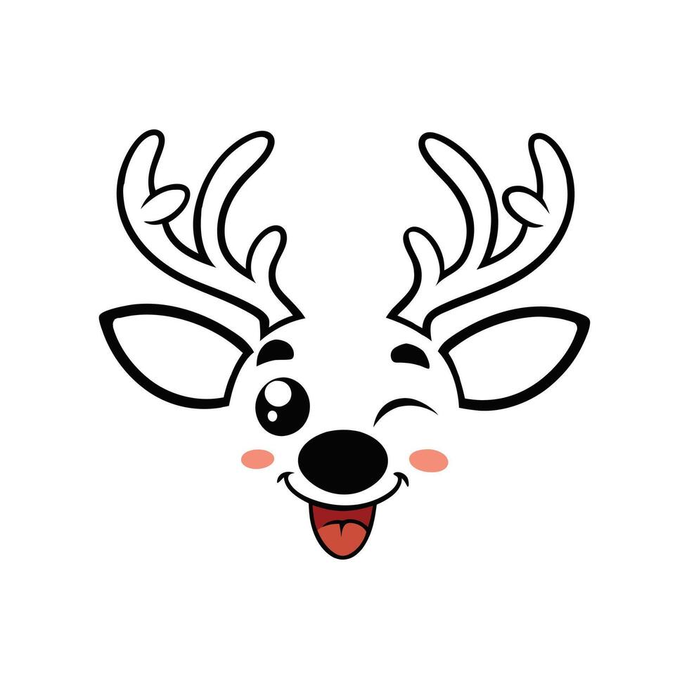 Cute Christmas Reindeer Face Illustration Design vector