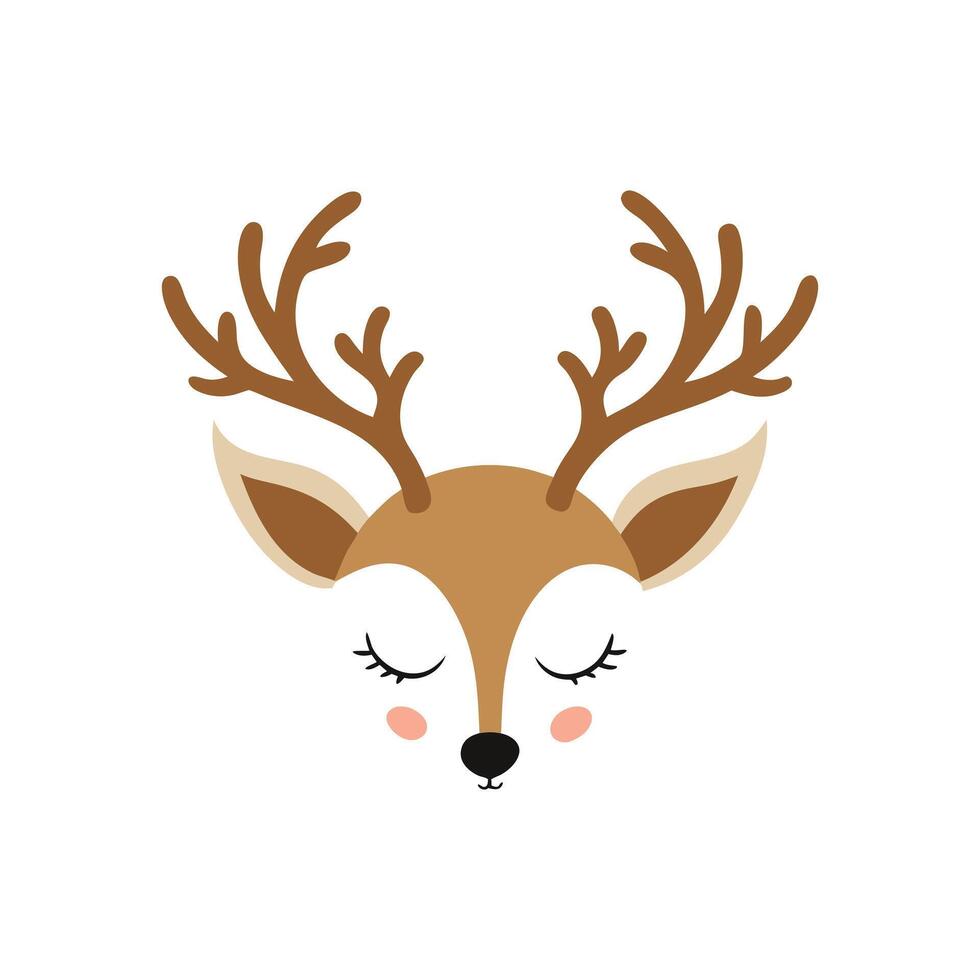 Stylish Christmas Reindeer Face Illustration for Winter Joy vector