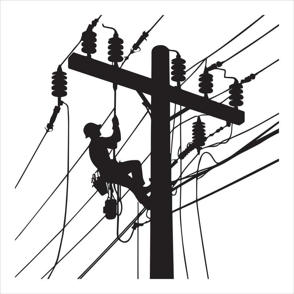 Professional Lineman Silhouette Art for Unique Designs vector