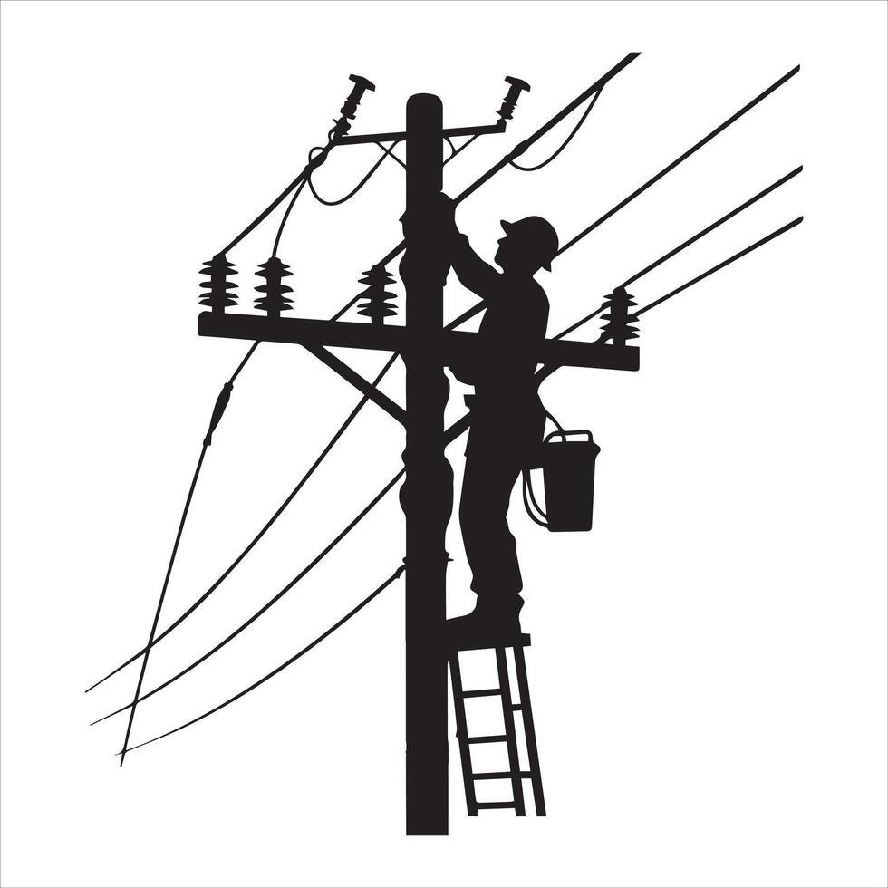 Lineman Silhouette Digital Artwork for Creative Projects vector