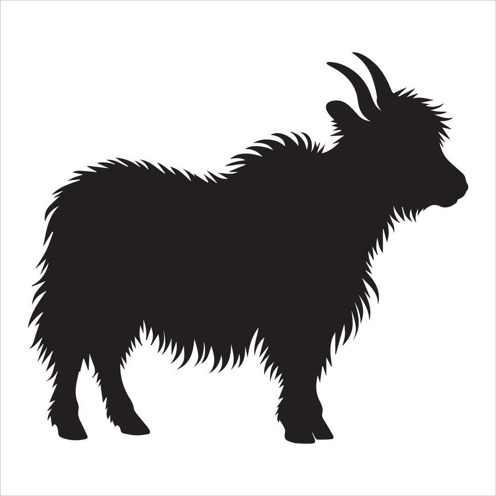 Black and White Domestic Yak Silhouette vector