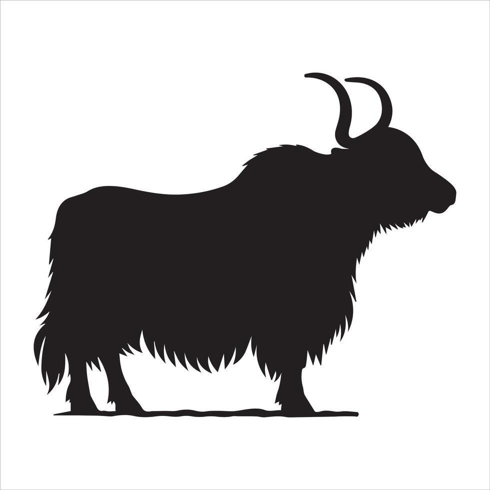 Detailed Domestic Yak Silhouette Graphic vector