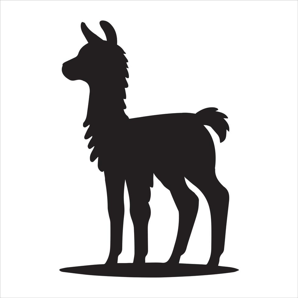Artistic Llama Silhouette Illustration Design vector