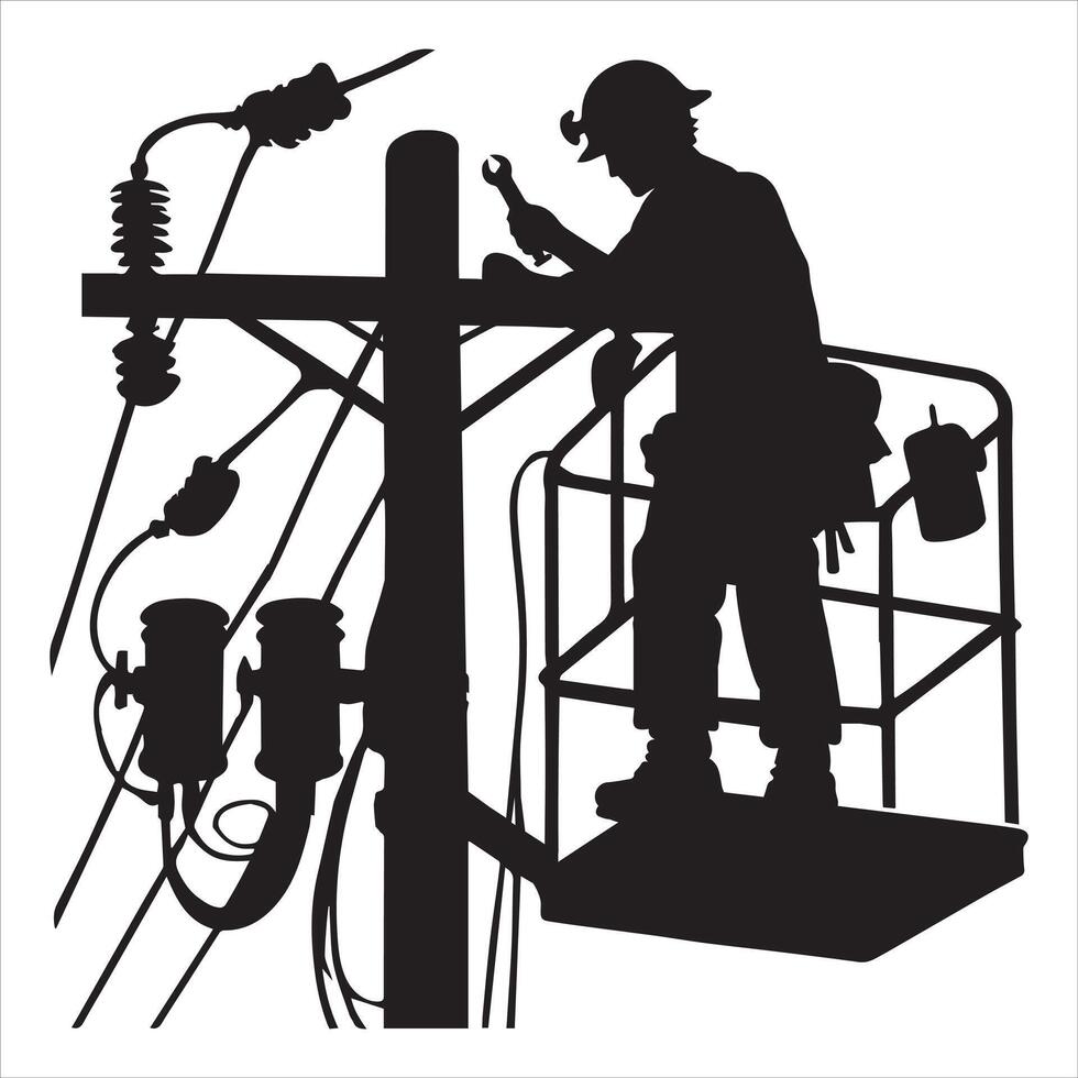 Striking Lineman Silhouette Design for Digital Application vector