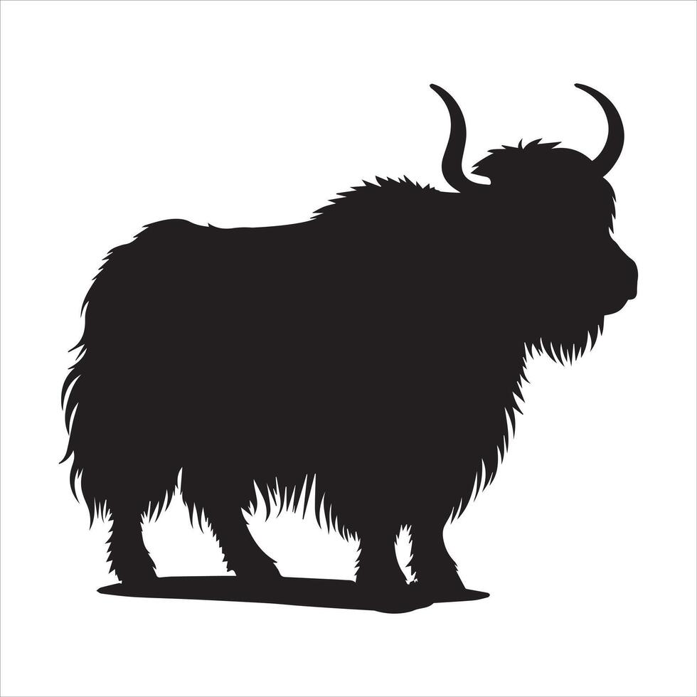 Classic Domestic Yak Silhouette Illustration vector