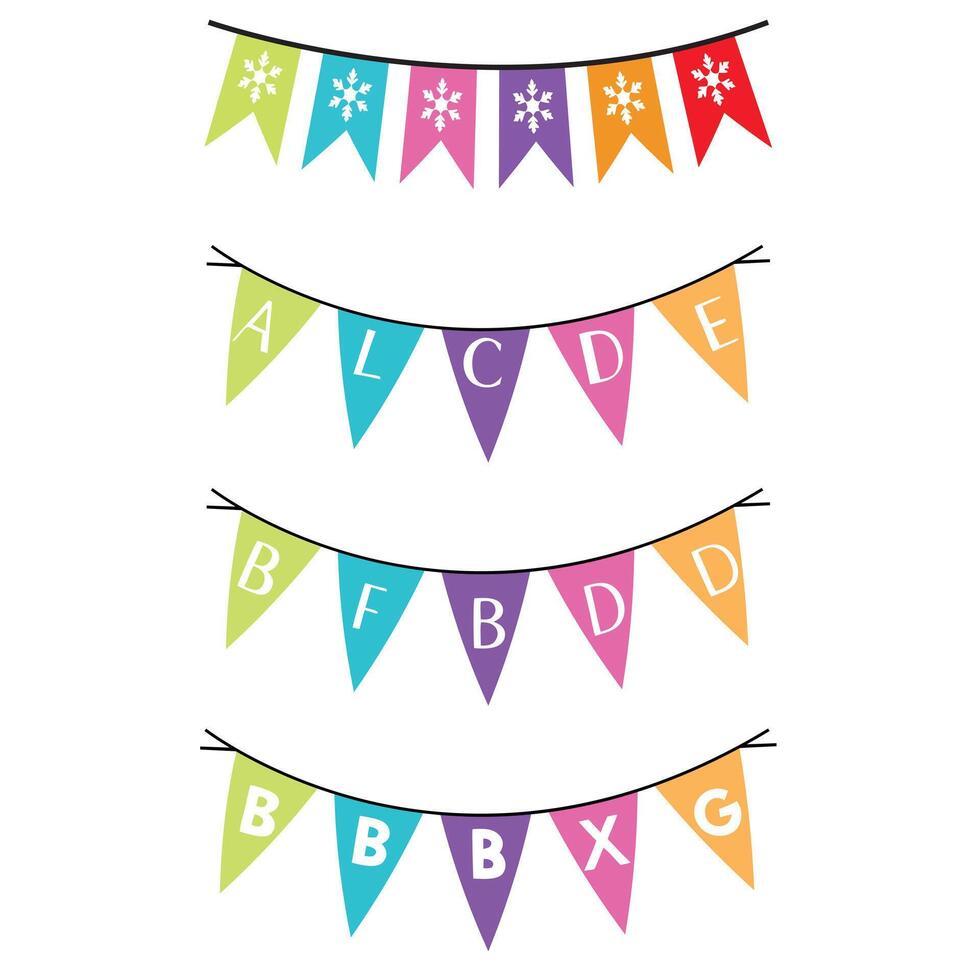 Colorful Bunting Banner Flags Design Bundle for Decor vector