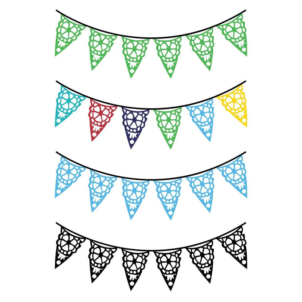 Festive Bunting Banner Flags Illustration Design Bundle vector
