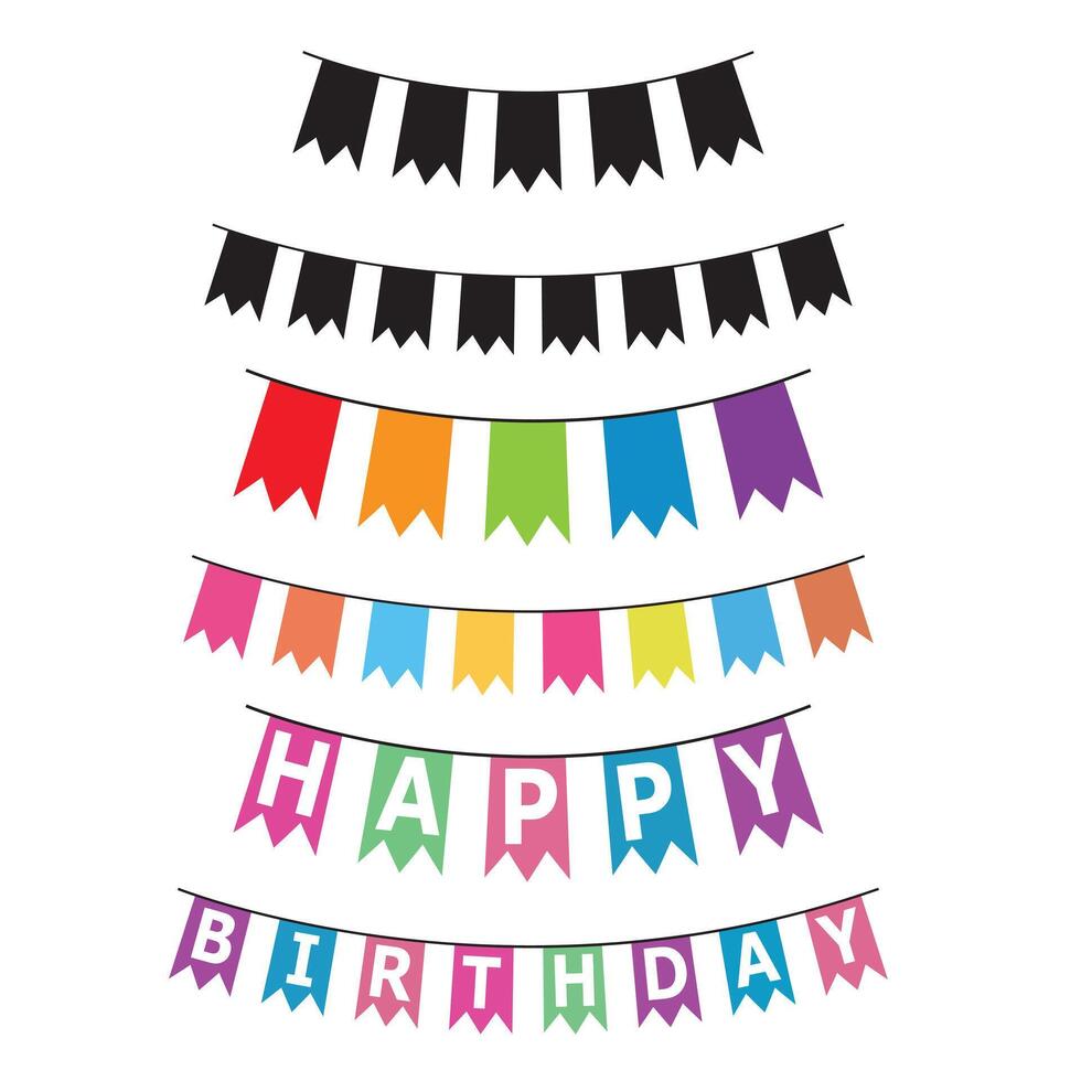 Beautiful Bunting Banner Flags Design Bundle for Events vector