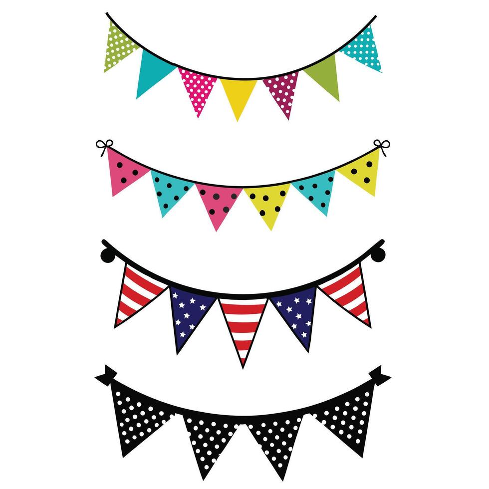 Decorative Bunting Banner Flags Design Bundle for Parties vector