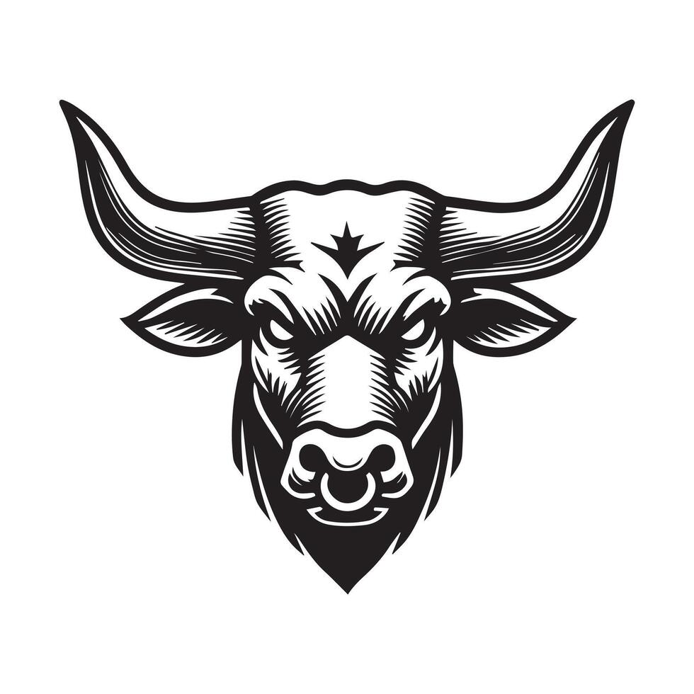 Texas Longhorn Head Intricate Line Design vector