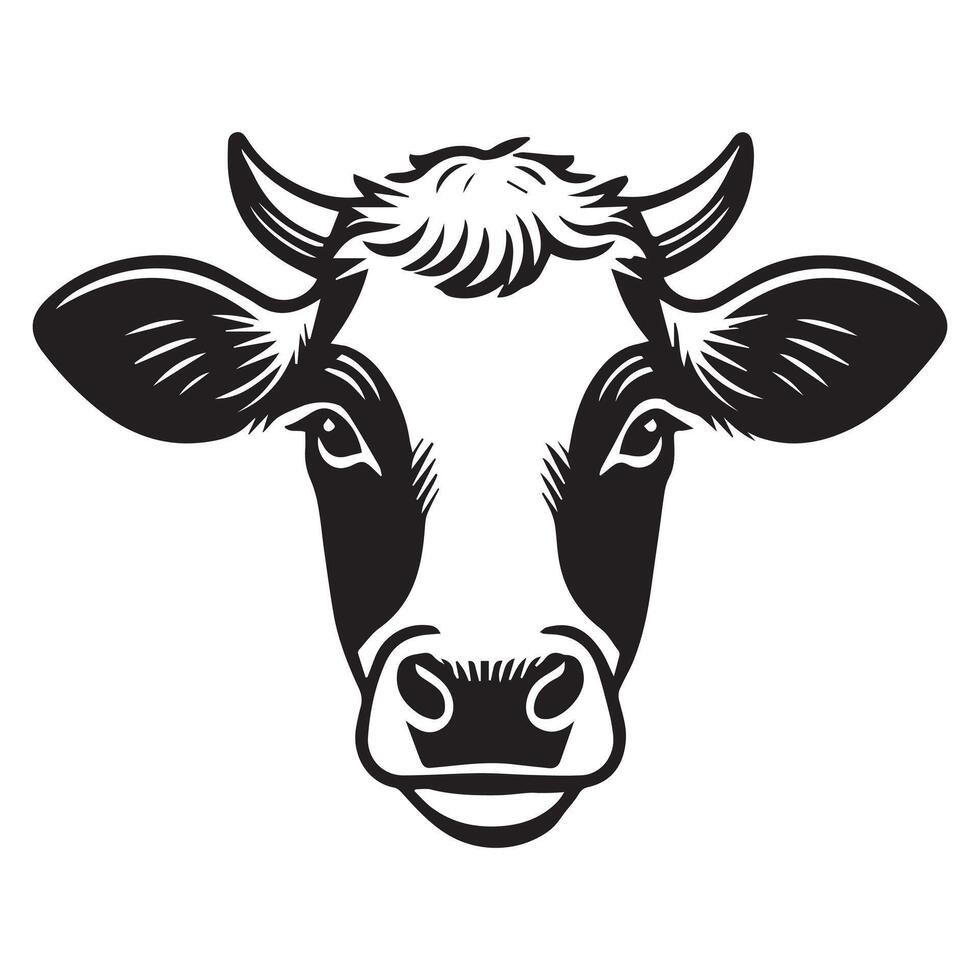 Holstein Friesian Cow Head Illustration - Simple and Classic Farm Design vector