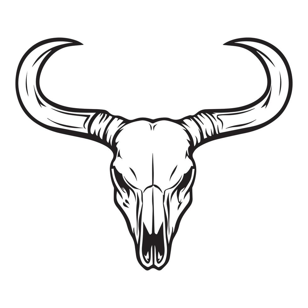 Longhorn Cow Skull in Classic Artistic Style vector