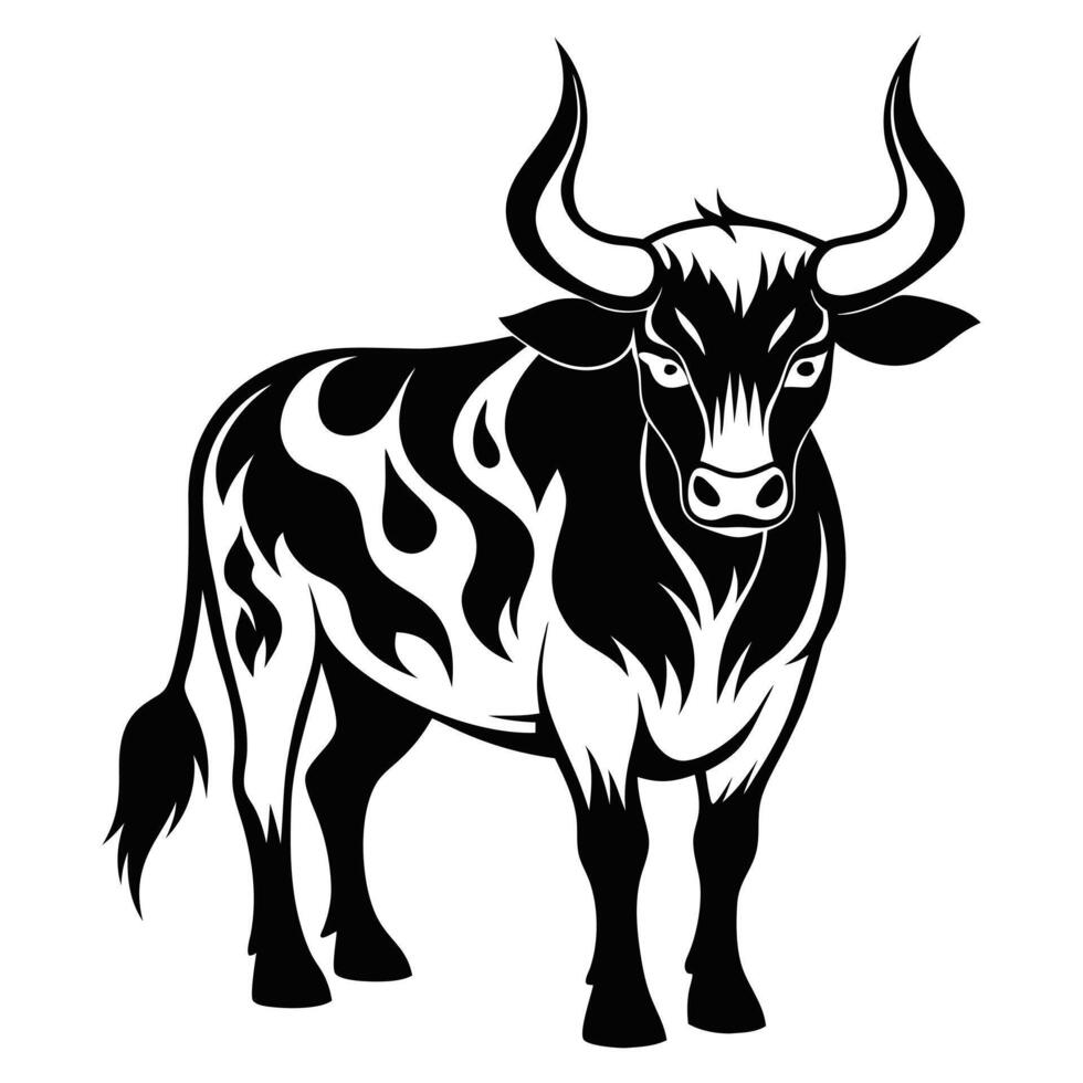 Artistic Representation of a Longhorn Cow vector