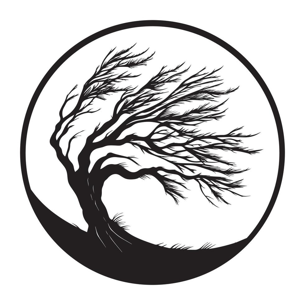 Tree Laser Cut Pattern Simple Elegant Silhouette vector