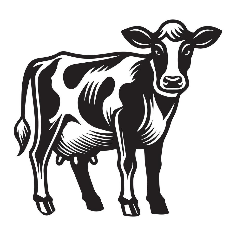 Holstein Friesian Illustration Design with Vintage Farm Style vector